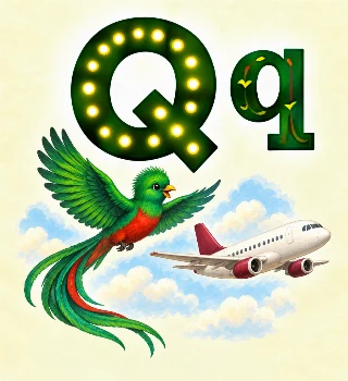 Quetzal flyver ved siden af et qatar airways fly. i Augusta