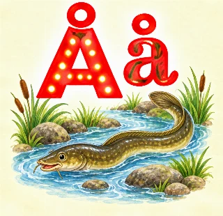 Ål i en å. i Augusta