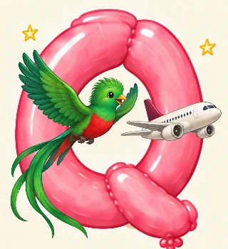 Quetzal flyver ved siden af et qatar airways fly. i Lulu