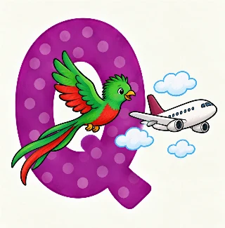 Quetzal flyver ved siden af et qatar airways fly. i Tilde